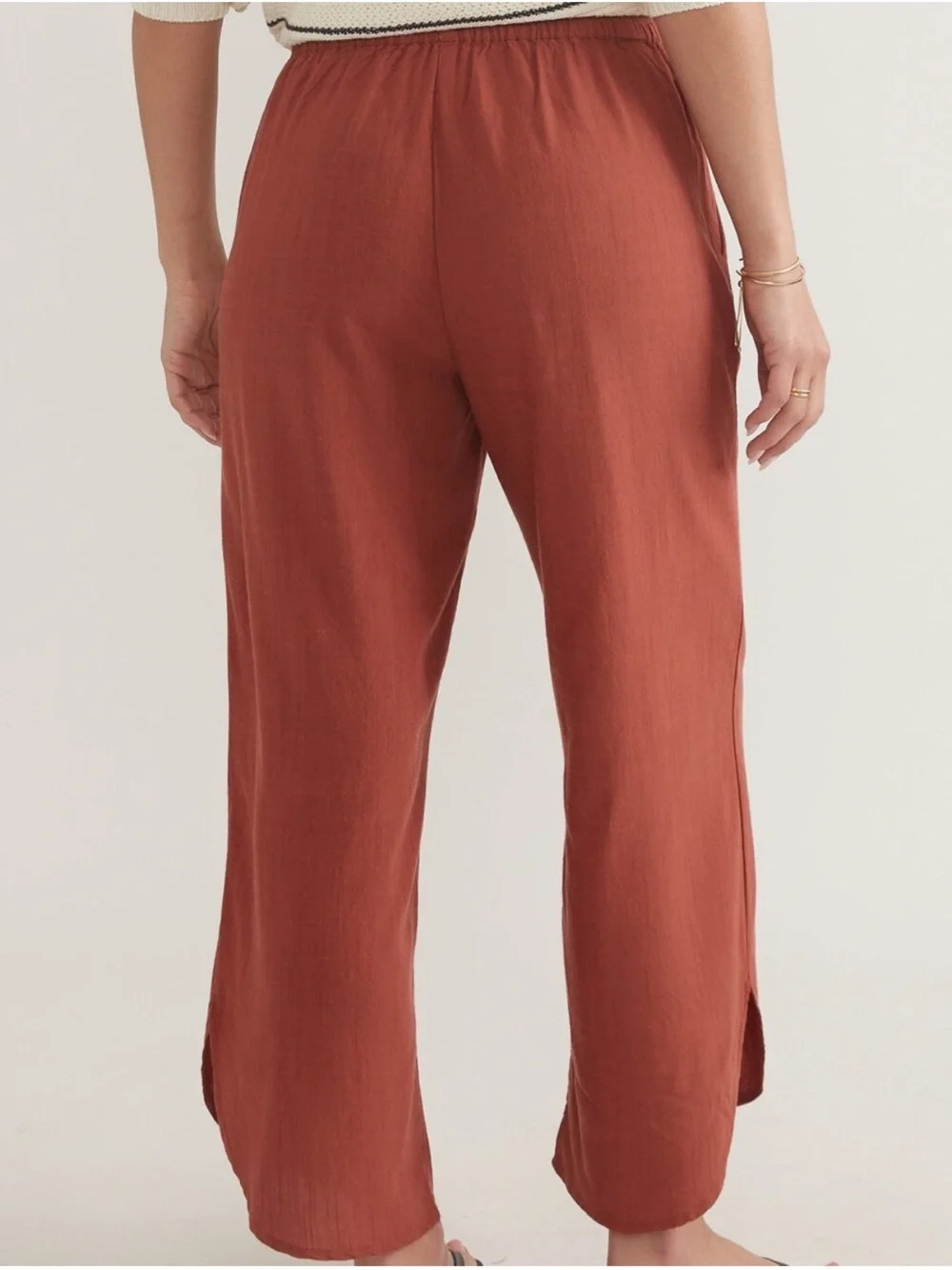 Marine Layer Women’s Size Small Corinne Rust Cotton Wide Leg Pants